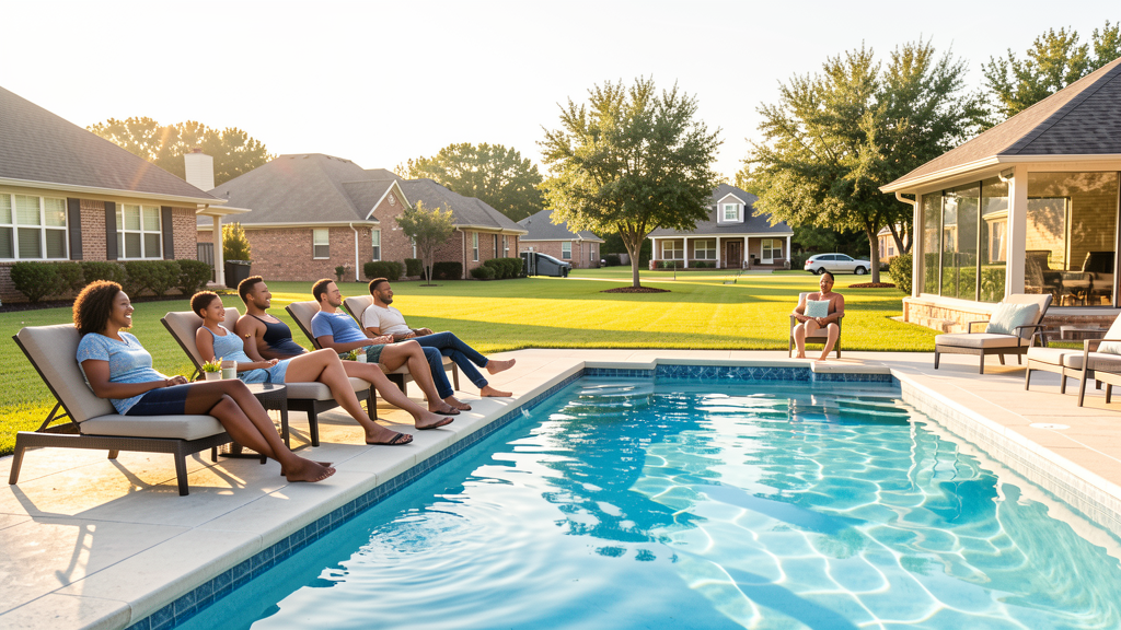 Family enjoying a clean pool in Houston